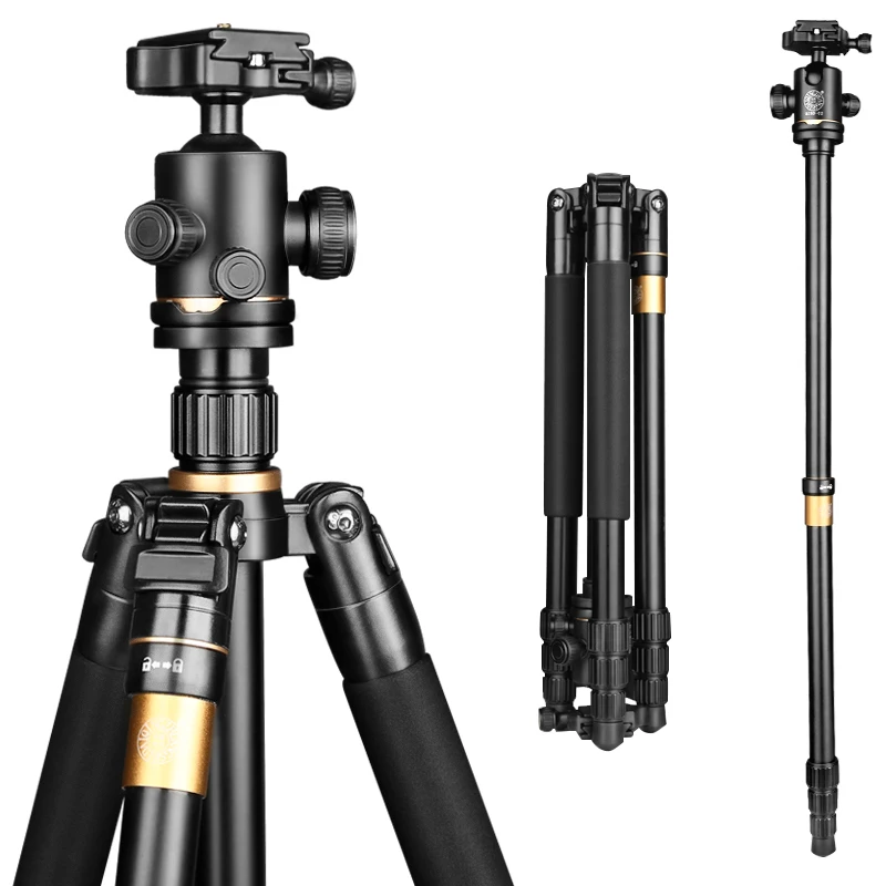 Q222 159cm CNC machining Aluminum camera tripod monopod for digital dslr video camera photo