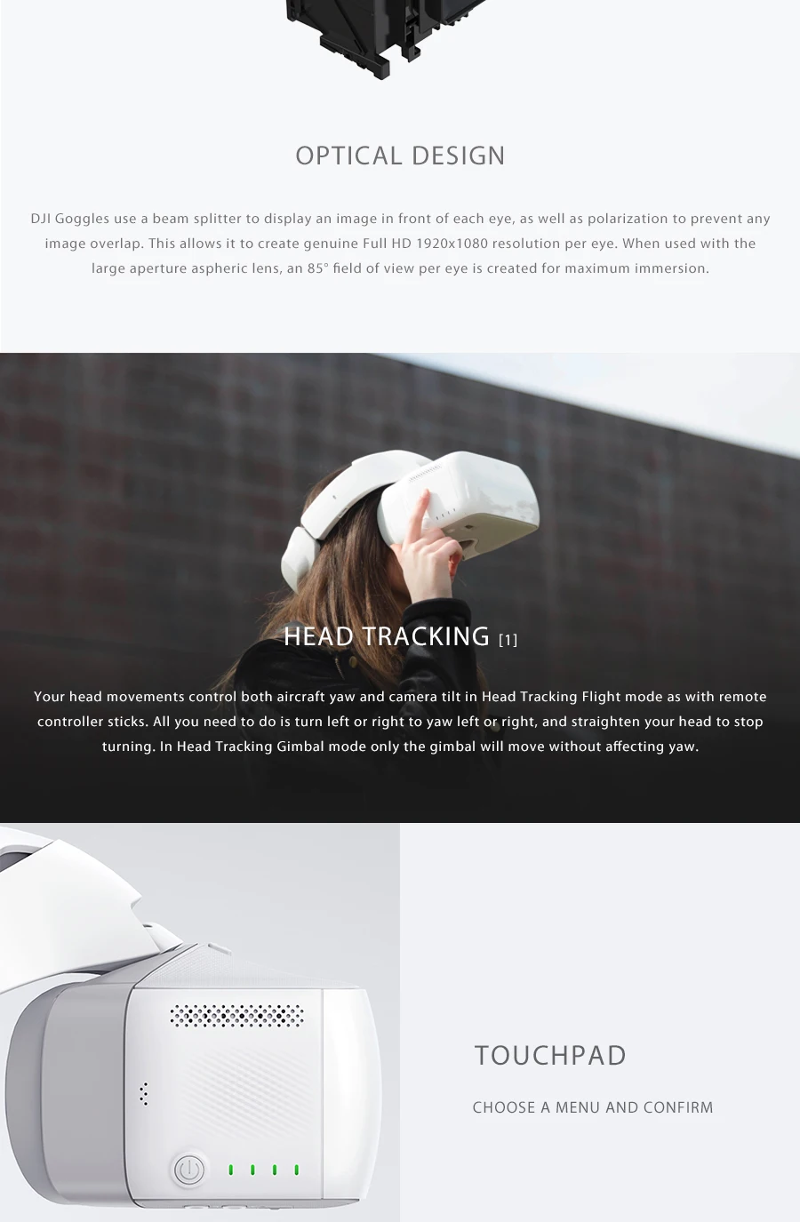 DJI Goggles FPV HD VR очки для DJI Spark Mavic Pro Phantom 4 Inspire дроны 1920x1080 экраны для отслеживания головы