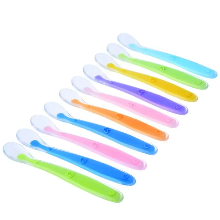 

Baby Spoons Feeding Dishes Tableware for Children Flatware Cutlery Colher Spoon Silicone Tools-for-patchwork Lot Soup Ladle