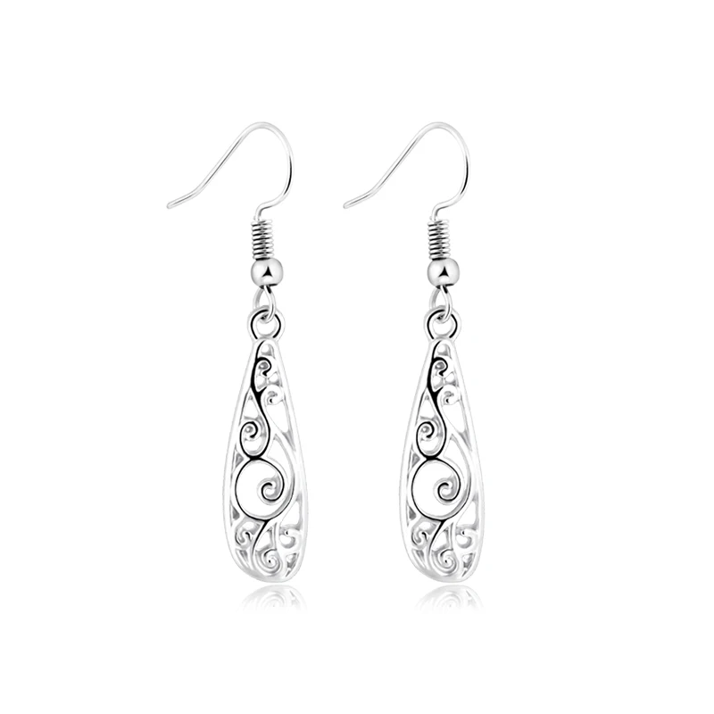 Moda feminina banhado a prata brincos de oscila o grande flor brincos longa queda para as