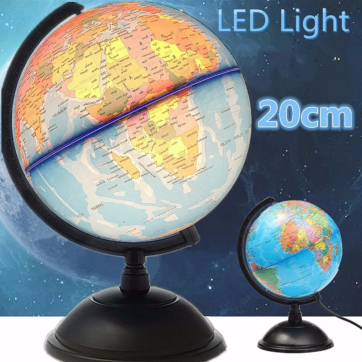 

LED World Map World Globe Rotating Tellurion Map of Earth Geography Educational Tool Birthday Gift Home Office Decoration