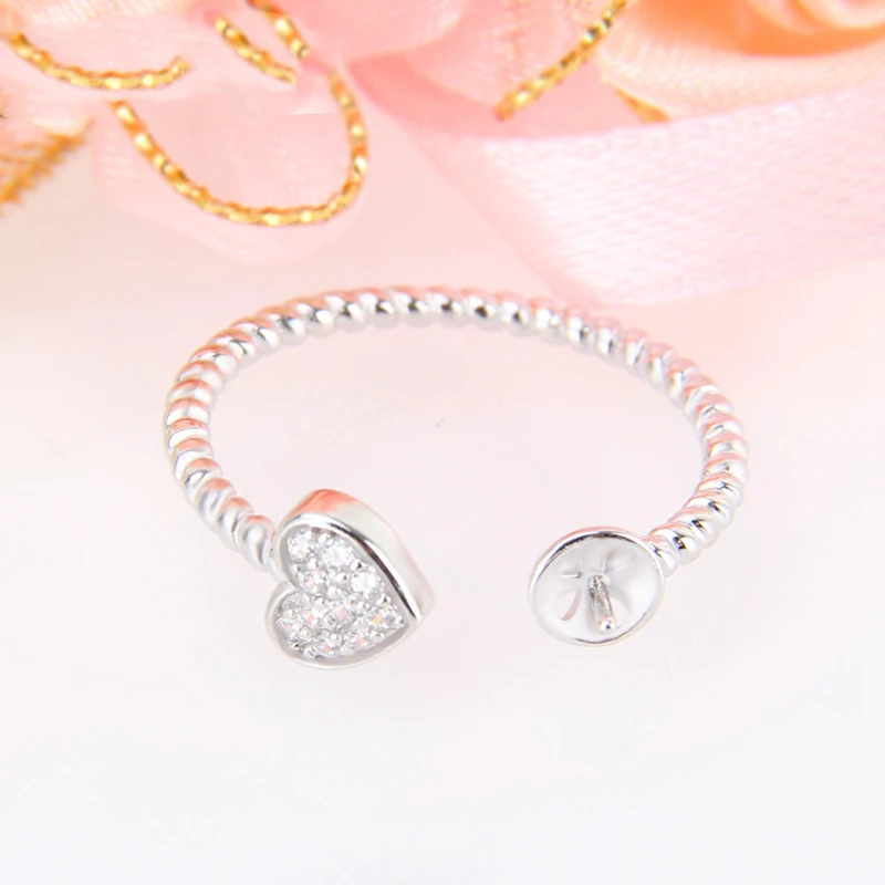CLUCI 925 серебро регулируемое кольцо монтаж высокое качество сердце Шарм кольцо Свадебное обручальное кольцо для женщин ювелирные изделия