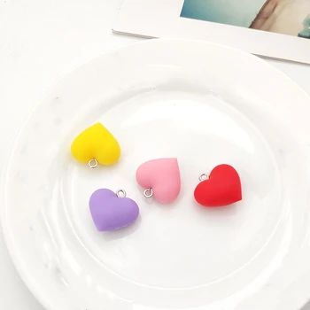 

10pcs Candy Color Soft Heart Charms DIY Stud/Drop Earrings Making Pendants Necklace Hair Accessories Women Jewelry Findings