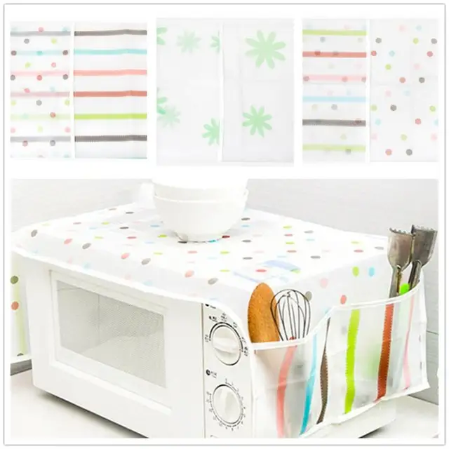 Best Offers Microwave Oven Cover Kitchen Tool Home Waterproof Oil Dust Double Pockets Microwave Oven Cover copri forno Drop Shipping 2018j23