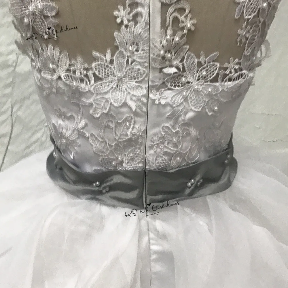 Vestido De daminha белый серый бальное платье для первого причастия для Обувь для девочек оборками Платье с кружевными цветами для девочек жемчуг