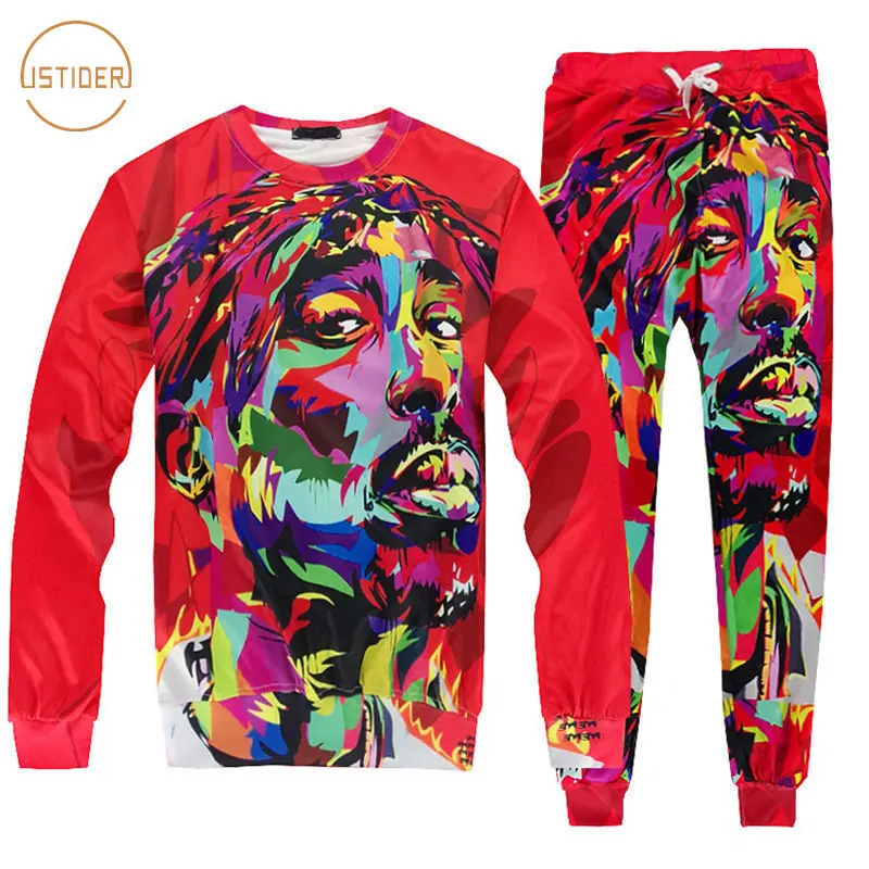 

ISTider 2Pac Tracksuits Men Women Sweats Pants + Hoodie Tie-Dye 3D Tupac Sweatshirt Jogger Set Brand Hip Hop Boys Clothing