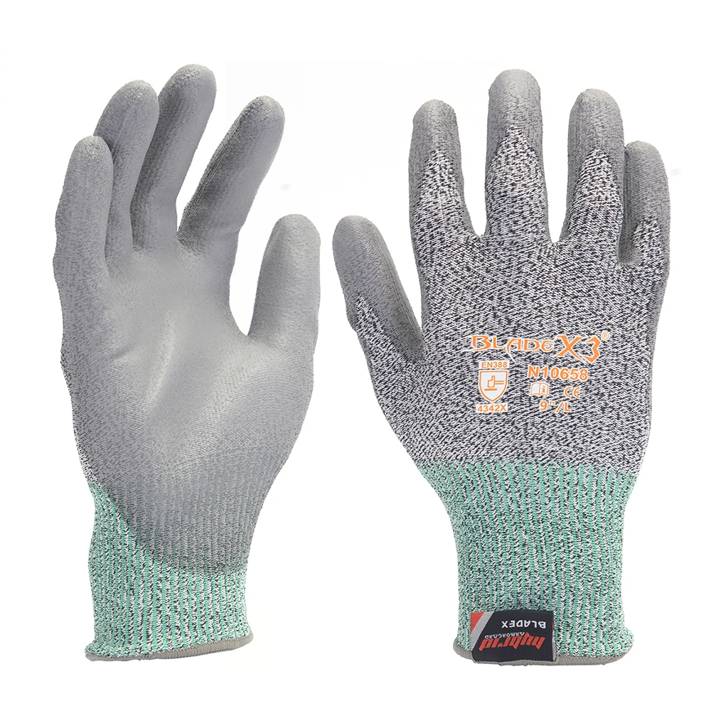 

SAFETY-INXS 13 Gauge Pu Resin Palm Coated Safety Work Gloves Cut Resistant Gloves Anti-cut Gloves Safety Working