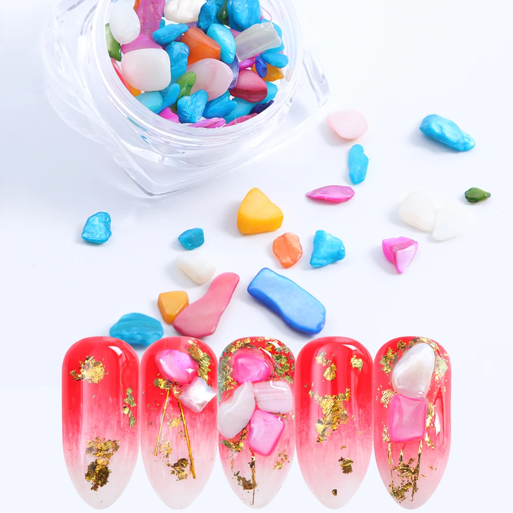 

1 Box Shell Gems 3D Nail Art Decoration Irregular Broken Stones Coffee Khaki Gravel Charm Beads Manicure Accessories Tools JI726