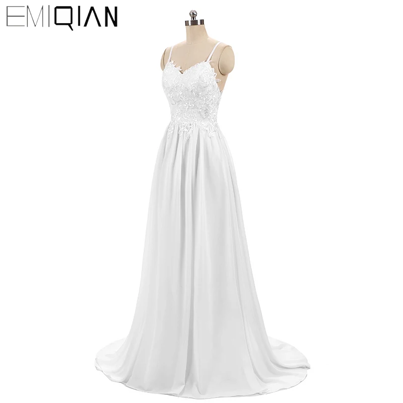 US $53.40 New A Line Long Wedding Dress With Lace Topbride Marriage Dresswhite Chiffon Bridal Gowns