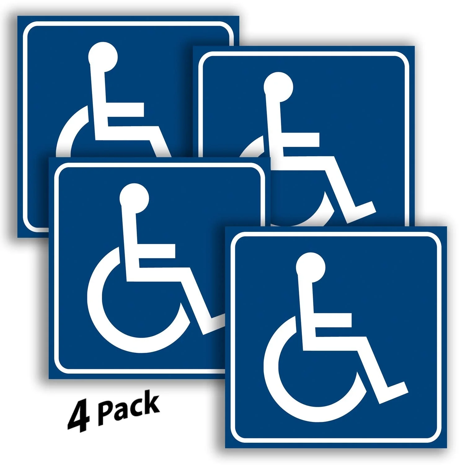 

4xHandicap Signs Stickers Decal Symbol ADA Compliant - Disable Wheelchair Sign, Disability Sticker, Premium Vinyl, Laminated