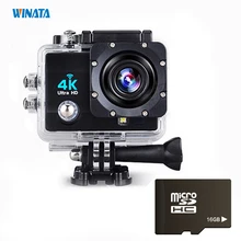 4 К Wi-Fi Камера Действий Мини Ultra HD Подводные Видеокамеры Ночь заполнить Света 170 Градусов Широкий угол Шлем Камера + 16 Г карты