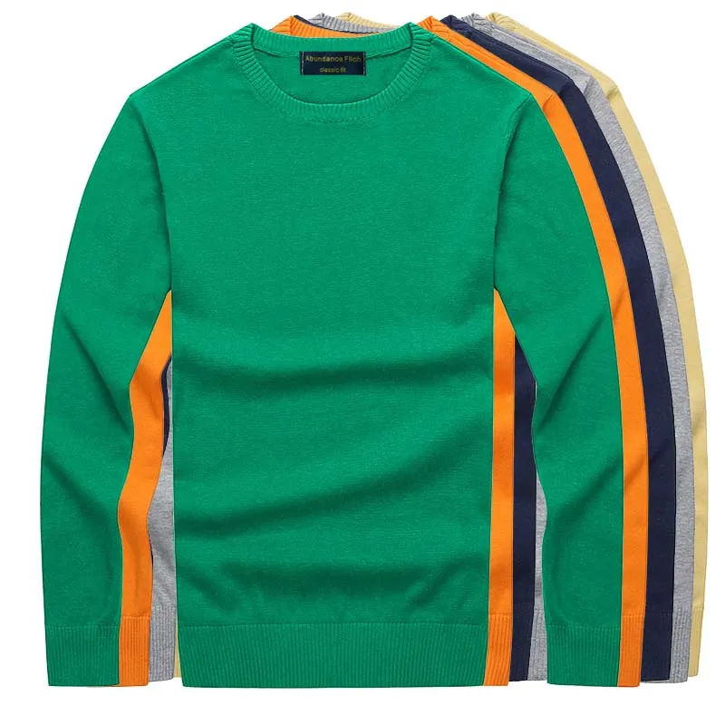 100%Cotton knitted sweater men 2019 fall and winter long-sleeved solid color new O-neck sweater brand base top men's clothing