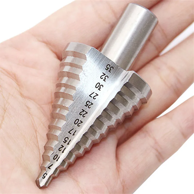 

1pc HSS Steel Step Drill Bits Step Cone Cutting Tools Steel Woodworking Wood Metal Drilling 5-35mm