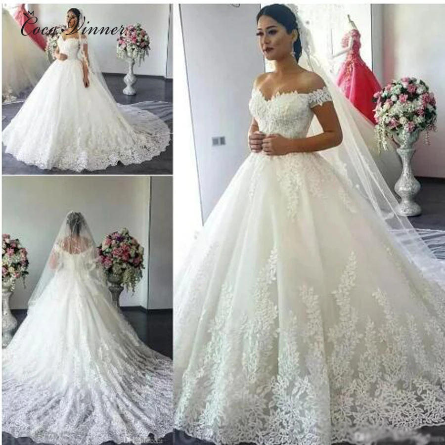 Hojas Arab de novia 2019 gorra manga más tamaño Vintage vestidos de boda corte tren princesa de boda W0032|Vestidos de novia| - AliExpress