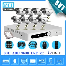 CCTV 8CH AHD 960P recording DVR recorder Outdoor Waterproof IR Security Camera video surveillance System 1TB HDD 8channel SK-190