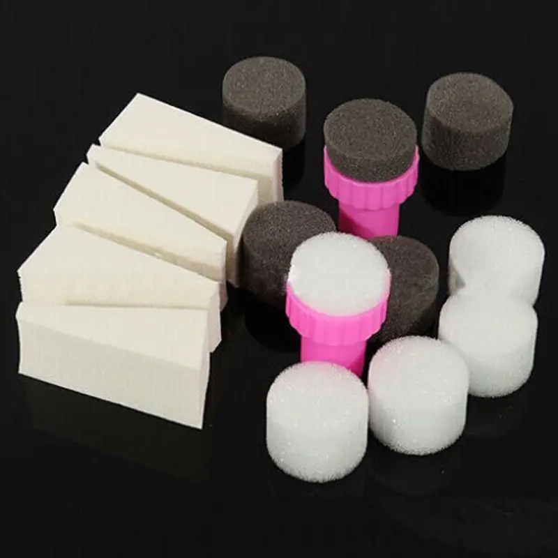 

15Pc/Set Nail Art Sponge Stamp Stamper Transfer Template Polish Manicure Tool