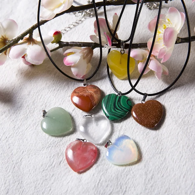 2018 Hot Opal Necklaces Leather Choker Necklace Heart Shape Design Opal Pendant 2018 Hot Opal Necklaces Leather Choker Necklace Heart Shape Design Opal Pendant