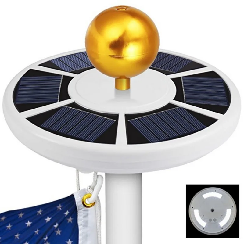 

42 LEDs Solar Power Flag Pole Lights Weatherproof Flagpole Downlight Auto On/Off Night Lighting with Solar Panel 2018