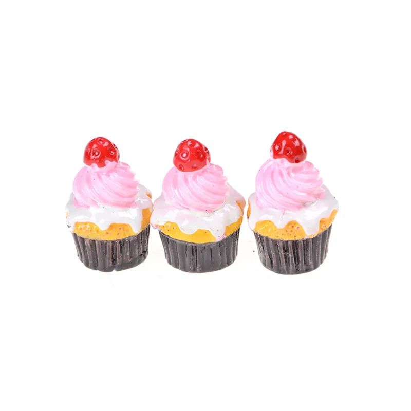 

3Pcs Strawberry Cakes Miniature Food Models Resin Dollhouse Accessories 2cmx2cmx2.5cm