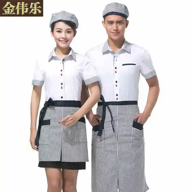 (10 sets Shirt&Apron) hotel restaurant workwear waiter and