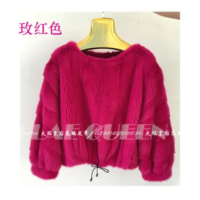 Женский пуловер из натурального меха норки, осенняя и зимняя короткая популярная шуба из натурального меха норки, женская верхняя одежда - Цвет: rose Red