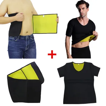 

Men Body Shapers T-shirt Waist Trainer Belt Neoprene Control Sweat Sauna Fitness Slimming Short Sleeve Corsets Stretch Shapewear
