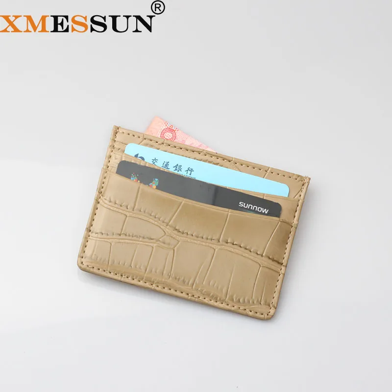

Genuine Leather Card Holder Free Custom Name ID Credit Wallet
