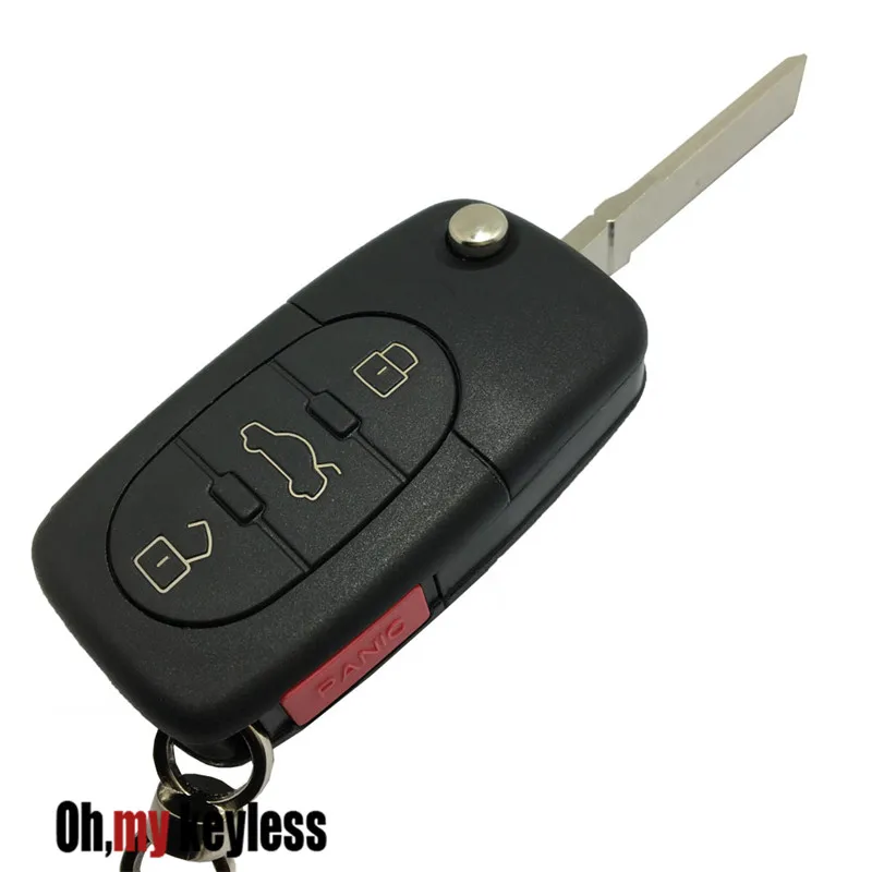 

Folding replacement key shell for audi a4 a7 a6l a6 flip remote control key case fob 2 3 4 button key cover 1616 battery holder