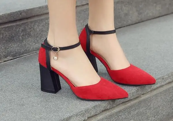 

Ankle Strap Pumps Woman Zapatos Mujer Ladies Sapato Feminino Chunky High Heels Women Wedding Shoes Nice Summer Sandals C161616