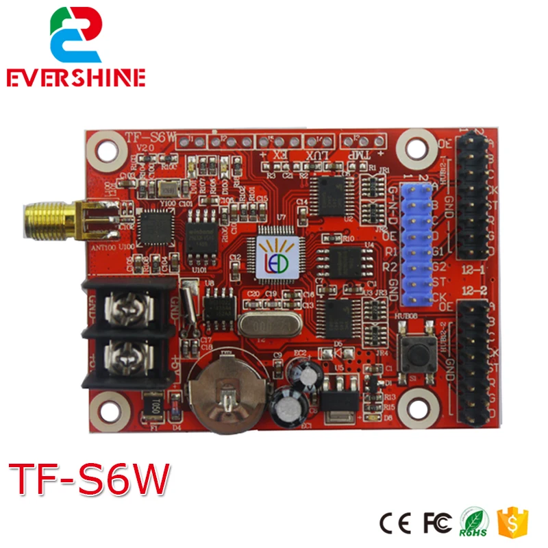 

TF-S6W WIFI led controller 1152*16, 576*32 dots single&dual&RGB color Wireless LED display module board p10,5,p3.75 support