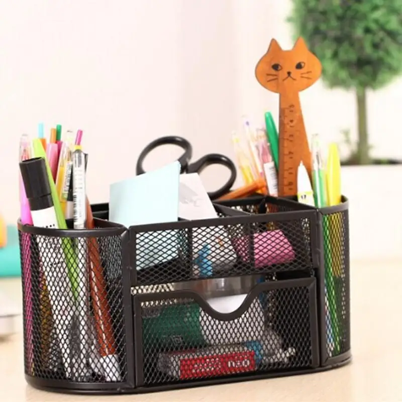 

Wrought Iron Desktop Iron Mesh Finishing Storage Box 9 Grid Iron Mesh Storage Box Pen Holder Storage Supplies Office Accessories