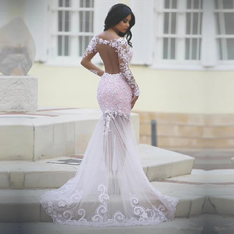 Arabic-Style-Mermaid-pink-Evening-Dress-with-Short-Sleeve-Sexy-See-Through-Lace-Prom-Dresses-Long (1)