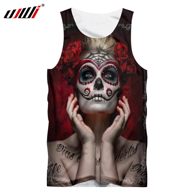 

UJWI Tank Tops Male Fashion personality 3D Vest Printed Mask Lady Hip Hop 5XL Costuming Unisex Spring Sleeveless Shirt