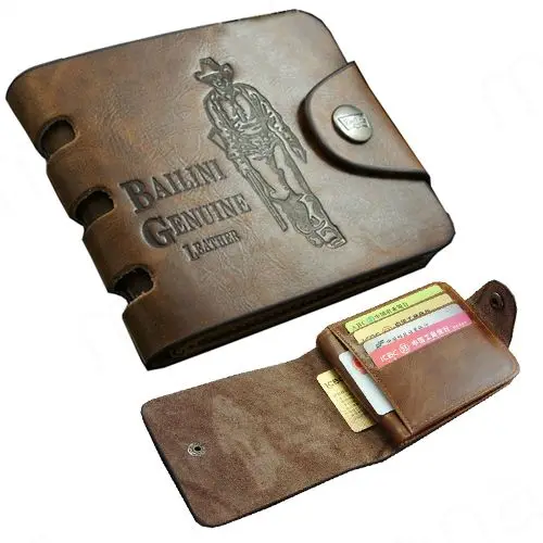 

Fashion New Cowboy Men's Genuine Leather Bifold Wallet Multi Pocket Passcase Purse