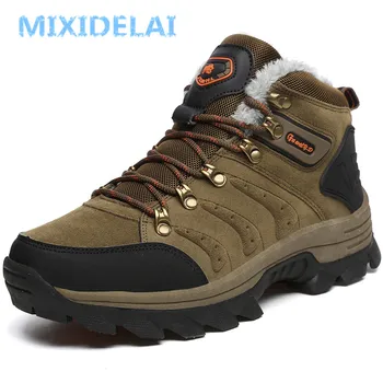 

MIXIDELAI 2020 New Men Boots for Men Winter Snow Boots Warm Fur&Plush Lace Up High Top Fashion Men Shoes Outdoor Sneakers Boots