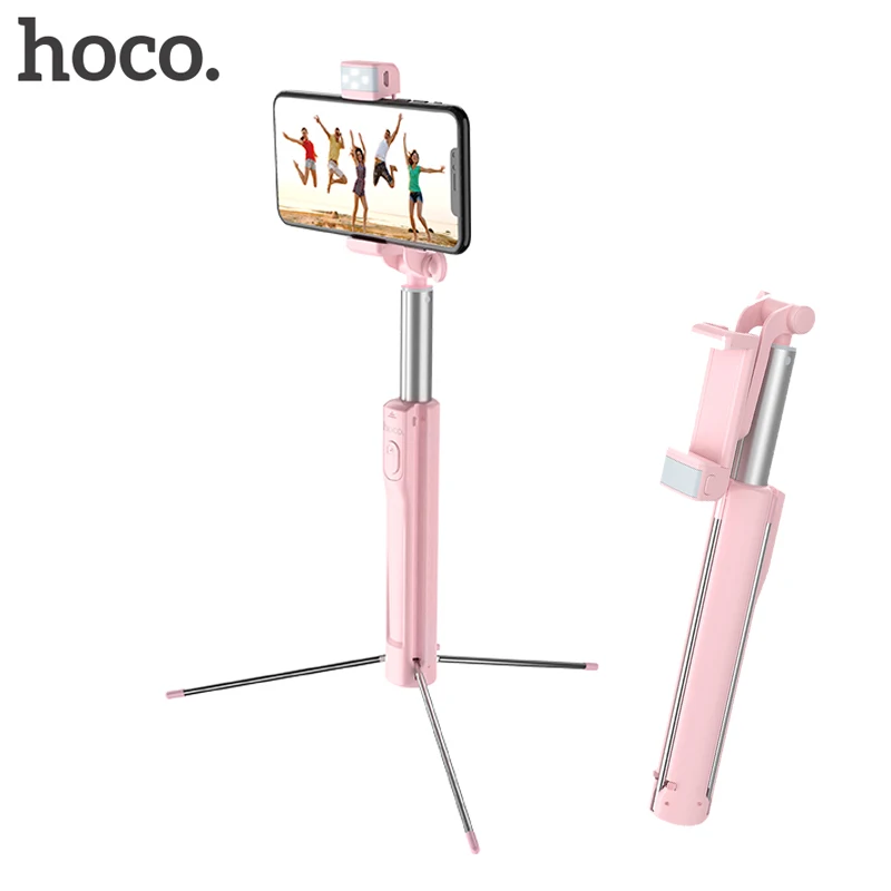 

HOCO Bluetooth Selfie Stick Fill Light Extendable Handheld Tripod selfie stick for iPhone Samsung Android Wireless Remote 1.1m