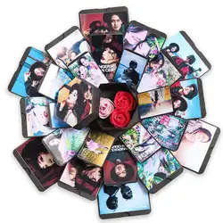 Шестигранная коробка с сюрпризом Романтический DIY альбом фотоальбом с лентой (случайный цвет)