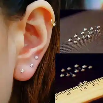 

925 sterling silver Earrings Star Moon love butterfly flower gold small stud Earrings for Women fine Jewelry Brincos 2020 bijoux