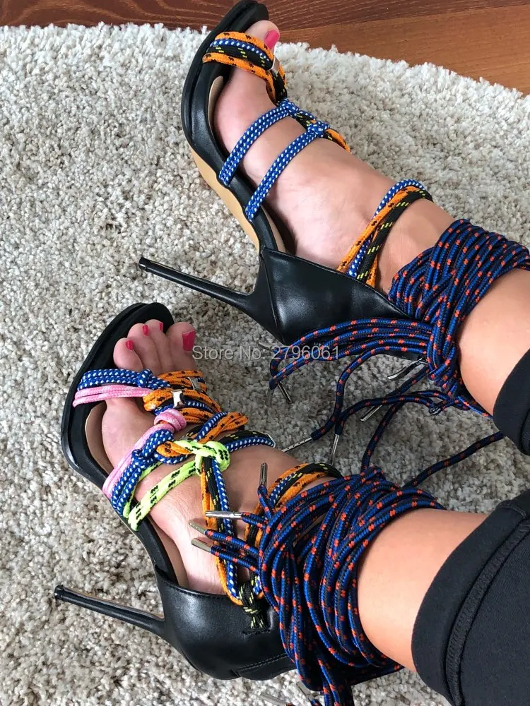 

Amazing newest High Heels Sandals Knot Rope Gladiator Women Ankle Wrap Cross Strap Sandal Boots Cut-outs Stiletto Pumps Shoes