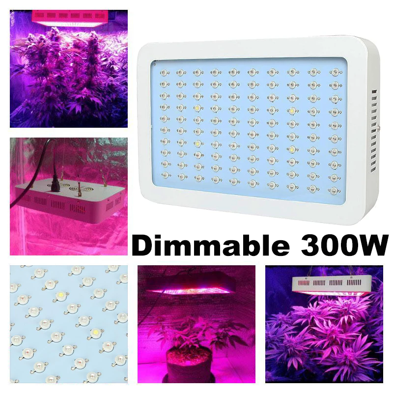 300W Dimmable LED Plant Grow Light Panel 9 Band IR UV Growing Lamp 100X3W Indoor Garden