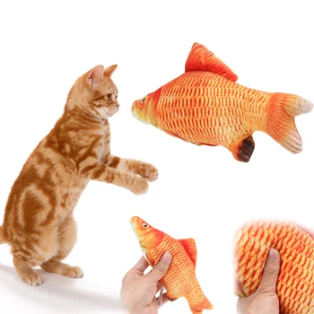 

41cm-60cm size Pet Cat Mint Interactive Cat Toys Play Chewing Rattle Scratch Catch Vivid Fish Shape