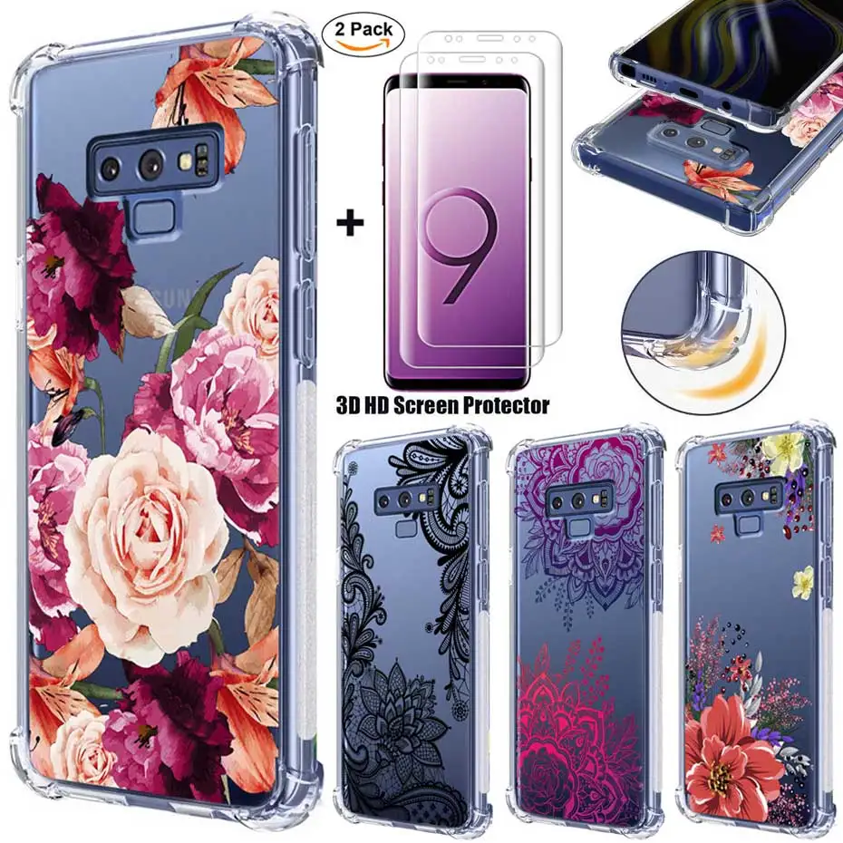 Shockproof Floral Case For Samsung Galaxy Note 8 9 10 Note8 Note10 S10E S8 S10 S9 Plus With Clear Flower Women Girls Cover |