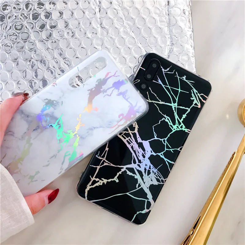 

Phone Case Huawei P20 Lite Pro Mate 20 Lite Pro Holographic Laser Marble Soft TPU Case Huawei Honor 10 Glossy Luxury Cover