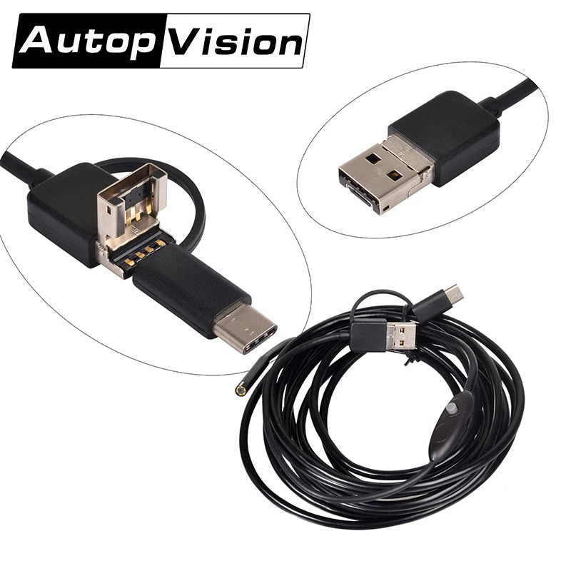 ZCF X Type C USB Micro 3 iIN 1 Бороскоп эндоскоп камера с черными жесткими кабелями поддержка