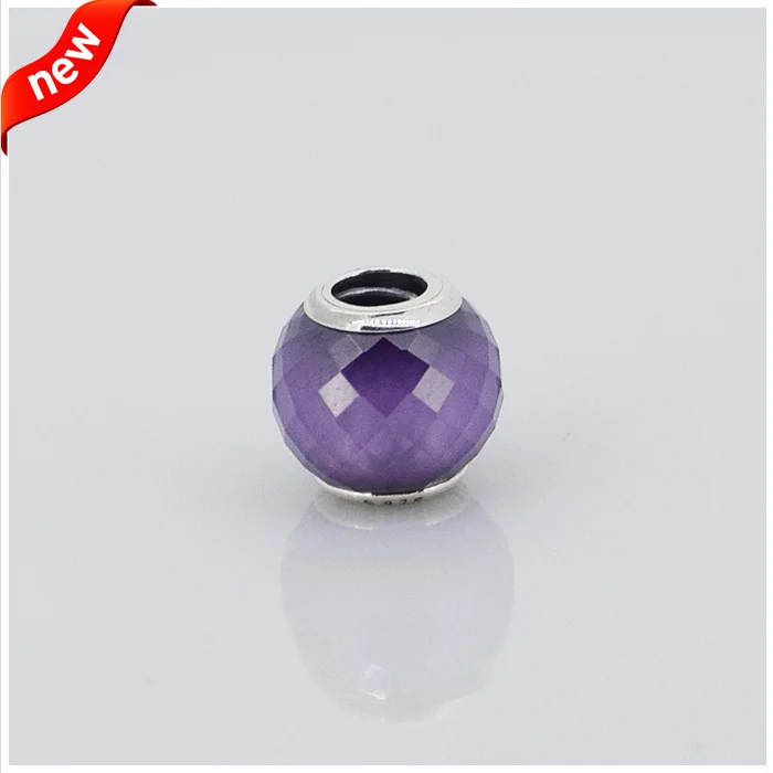 

Fits for Pandora Charms Bracelets Abstract Faceted Beads with Purple Cubic Zirconia 100% 925 Sterling-Silver-Jewelry Free Ship