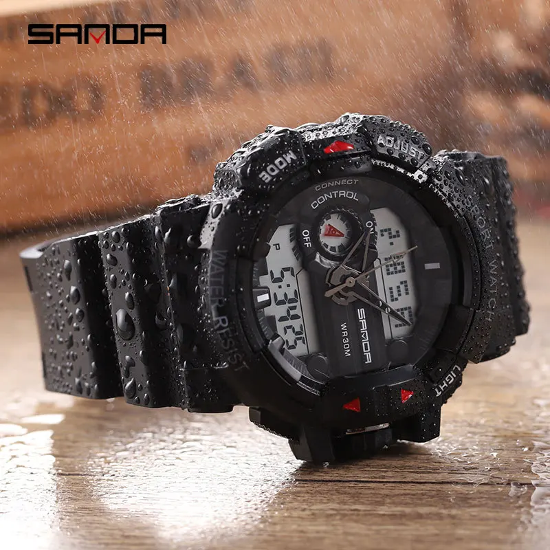 

Sanda Double Display Luminous Waterproof Military Electronic Watches Men Multi-function Quartz Watches New Brand Student Clock