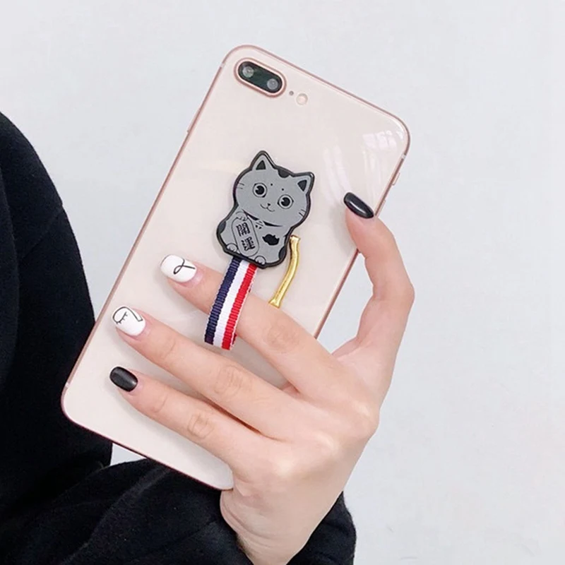  Nette Cartoon Glückliche Katze Metall Persönlichkeit Nette Aufkleber Halterung Handy Aufkleber Für 