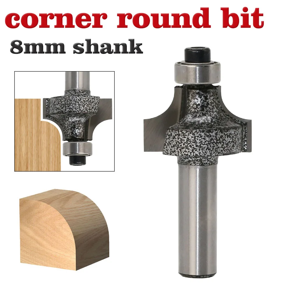 1pc 8mm Shank Round Over Router Bits for wood Woodworking Tool 2 flute