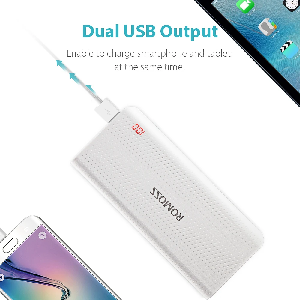 ROMOSS Sense 4 LED 10400mAh Power Bank 2-Port External Battery Packs 5
