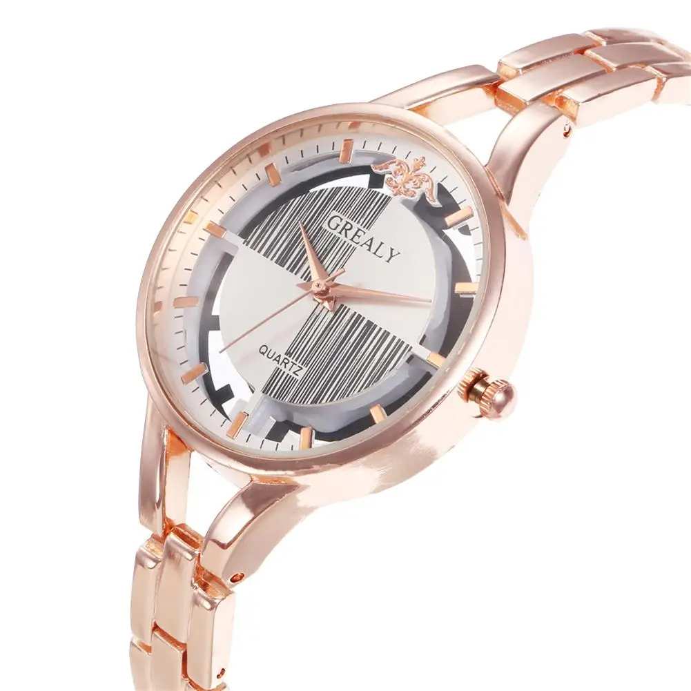 

Sanwood Fashion Women Alloy Band Number Free Round Dial Quartz Analog Wrist Watch Gift